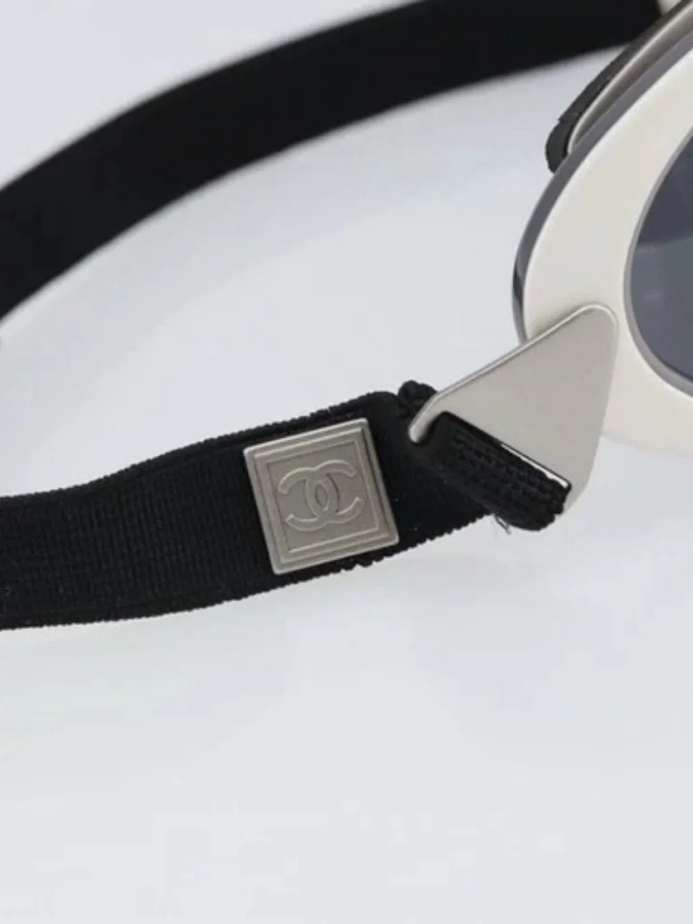 CHANEL Goggles Sunglasses plastic Black CC Auth SW1992
